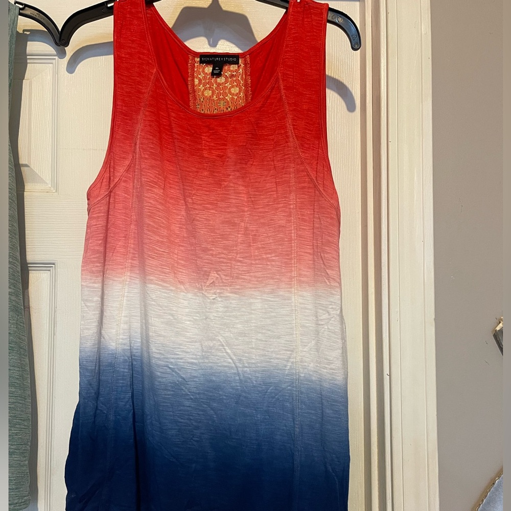Signature studio red white blue tank top